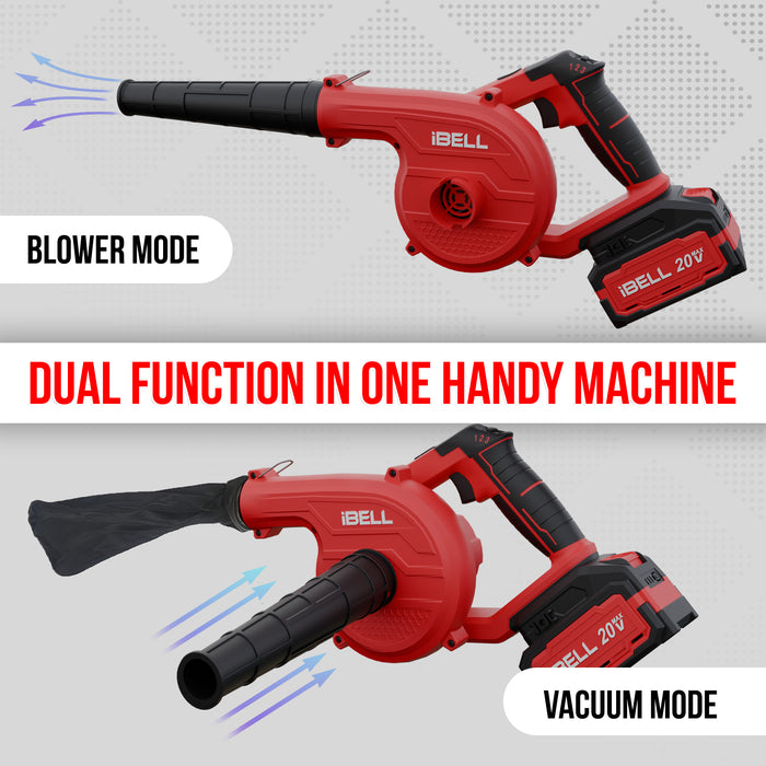 IBELL One Power Series 2-in-1 Cordless Blower CB20-68 20V 2.6M3/MIn 4Ah Battery & Charger with 6 months warranty