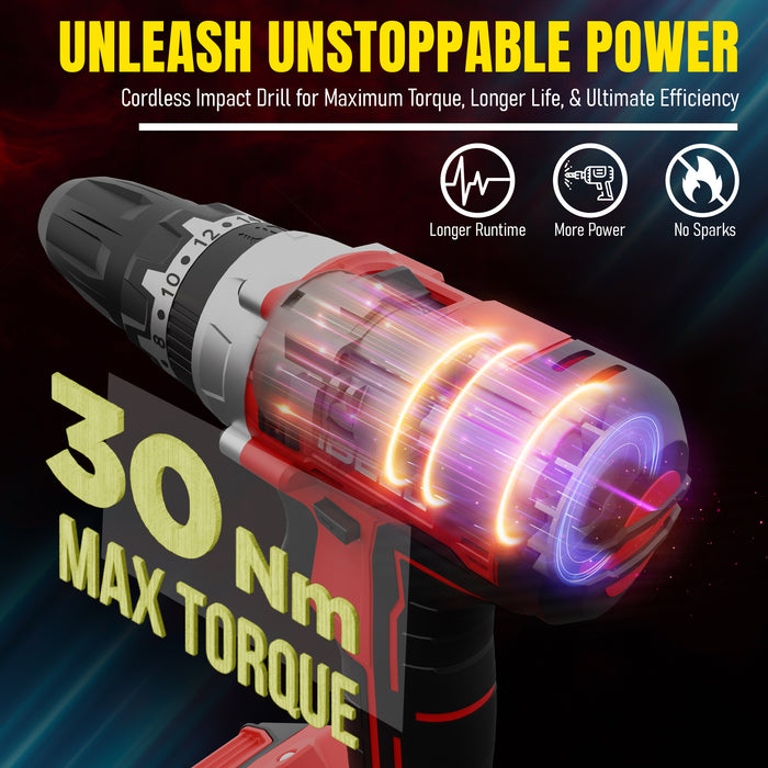 IBELL One Power Series Cordless Impact Drill CD20-30 20V 30Nm 1450RPM with Charger and 2Ah Battery  +BMC box