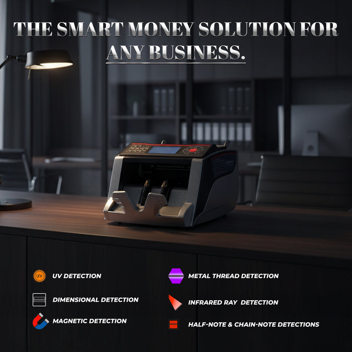 iBELL CM13-LA Money Counting Machine | High-Speed Note Counter 1000 Notes/Minute | UV, MG, IR, MT Fake Note Detection | Multi-Currency Cash Counter with LCD Display & External Screen | Batch & Add Function | 1-Year Warranty