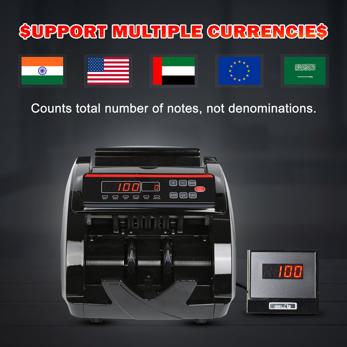 iBELL CM13-LE Money Counting Machine | High-Speed Cash Counter 1000+ Notes/Min | UV, MG, IR, MT Fake Note Detection | Multi-Currency Note Counter with Batch & Add | Automatic Start/Stop | External Display | OEM Foam Packing |/ 1-Year Warranty