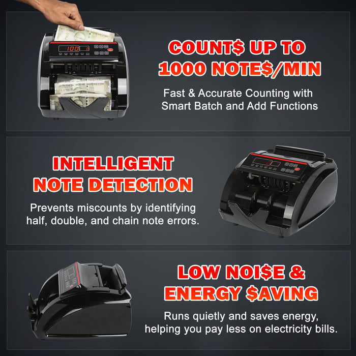iBELL CM13-LE Money Counting Machine | High-Speed Cash Counter 1000+ Notes/Min | UV, MG, IR, MT Fake Note Detection | Multi-Currency Note Counter with Batch & Add | Automatic Start/Stop | External Display | OEM Foam Packing |/ 1-Year Warranty