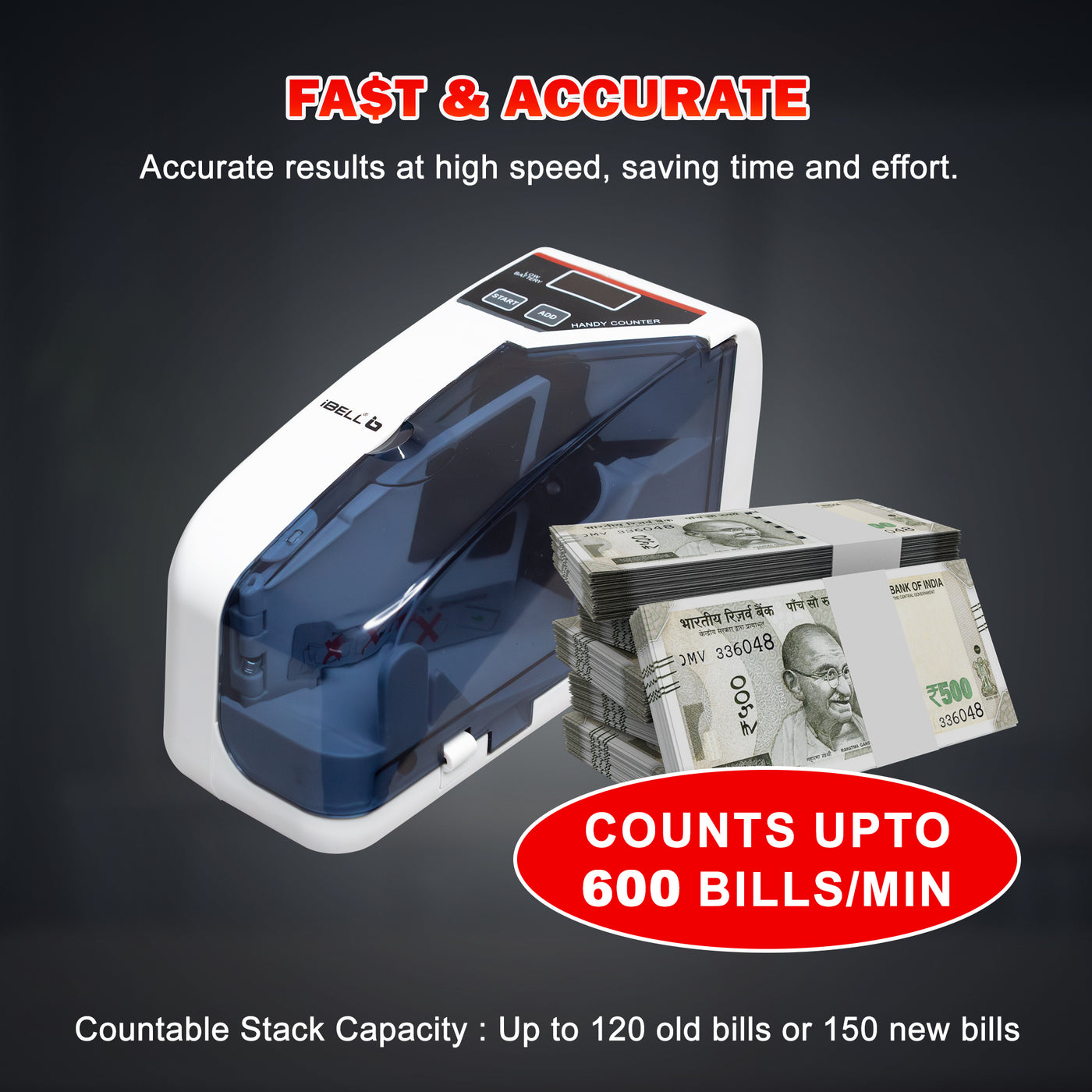 Box Counting Device iBELL Mini Money Counting Machine IBL CM13-MI | Portable Note Counter ...