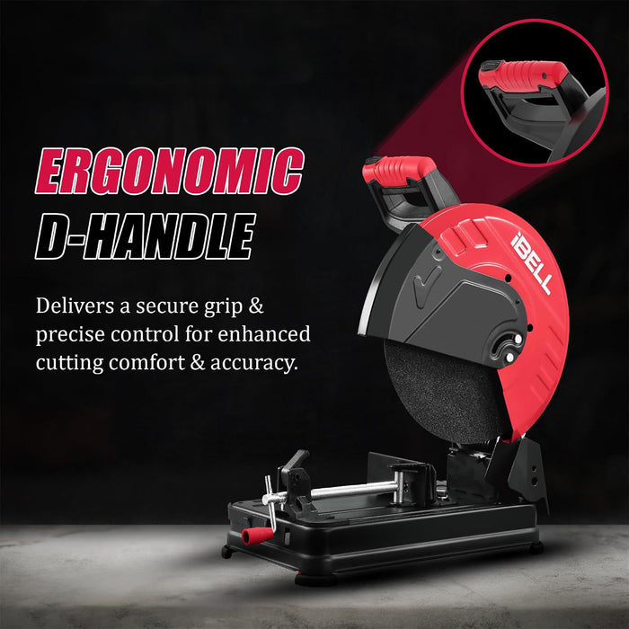 iBell CM35-43 High-Performance Cut-Off Saw/ Chop Saw Machine, 2400W, 4200 RPM, 14” Blade, Copper Armature, with Safety Lock and Side Handle, 1 year Warranty