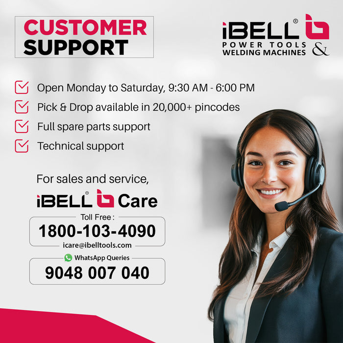 iBELL Angle Grinder AG15-85, 1100W Heavy Duty, Copper Armature, Disc Dia 115mm, 11000 RPM with Grinding Wheel and Guard.