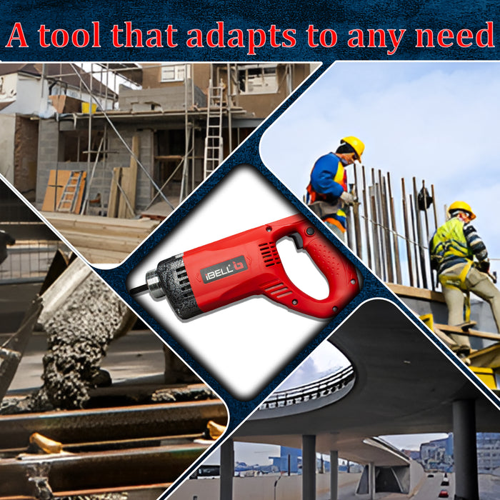 IBELL Concrete Vibrator CV50-81, 1050W, Copper Armature, 5000 RPM, 35mm, Vibration Freq 150Hz, Amplitude of Vibration 0.9m with 1.5m rod