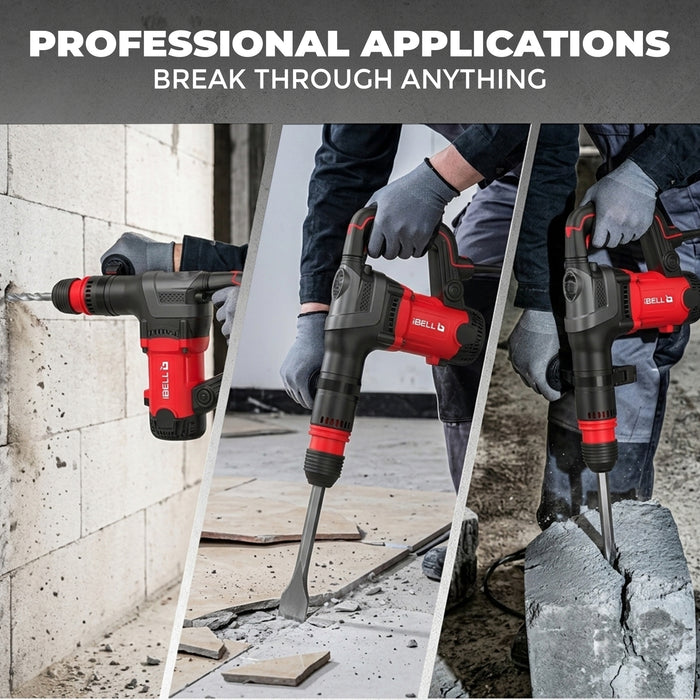 IBELL IBL DH20-35 1350W SDS Hex Demolition Hammer | 20J High Impact Concrete Breaker | 4500 BPM Heavy-Duty Electric Jack Hammer | 5.3 kg Lightweight Design with Anti-Vibration System | For Concrete, Masonry & Construction Work- 6 Months Warranty