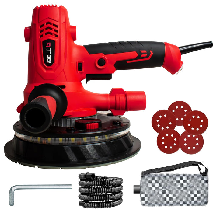 iBELL Dry Wall Sander DS80-70, 180MM, 800W, 1200-2300rpm with Vacuum and LED Light