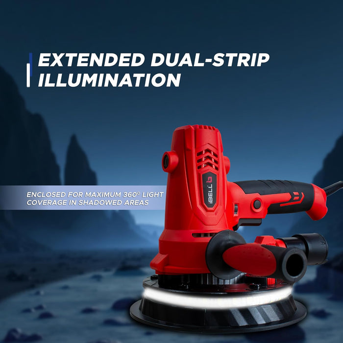 iBELL Dry Wall Sander DS80-70, 180MM, 800W, 1200-2300rpm with Vacuum and LED Light
