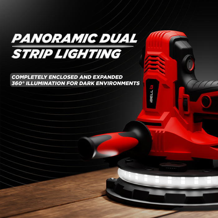 iBELL Dry Wall Sander DS80-90, 180MM, 800W, 1200-2300rpm with Vacuum and LED Light - 6 Months Warranty