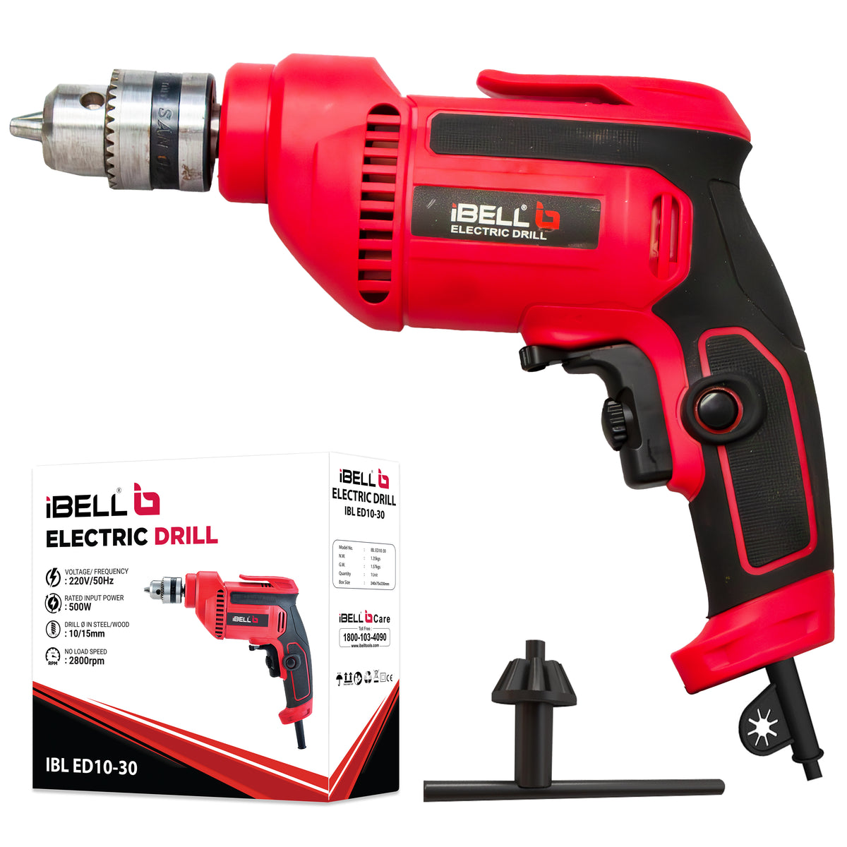 iBELL ED10-30 Electric Drill 10MM, 500W, 2800RPM - 6 Months
