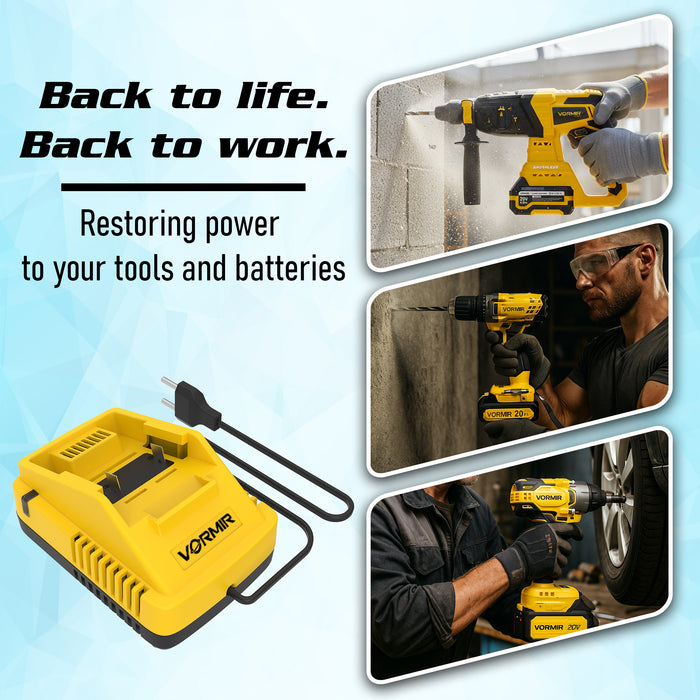 VORMIR SMART POWER SERIES 21V 2.3A Fast Charger | 65W Li-ion Battery Charger | Compatible with VORMIR SPS Cordless Tools – VR LXC1C