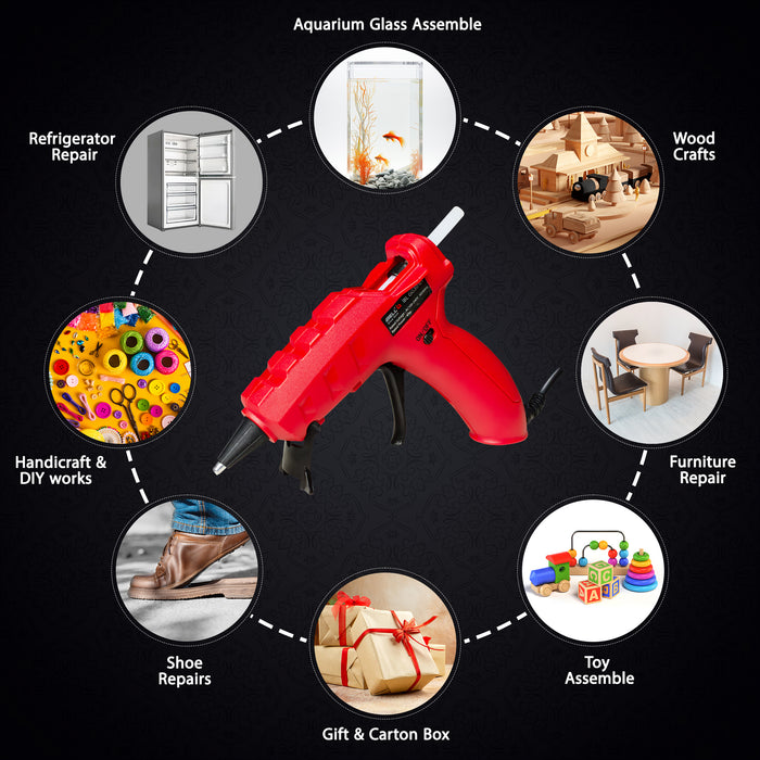 iBELL GG30-01, 40W, 7MM High Temp Heavy Duty Hot Melt Glue Gun Kit with Glue Sticks for Arts & Crafts, DIY, Repairs & More - 1 Year Warranty