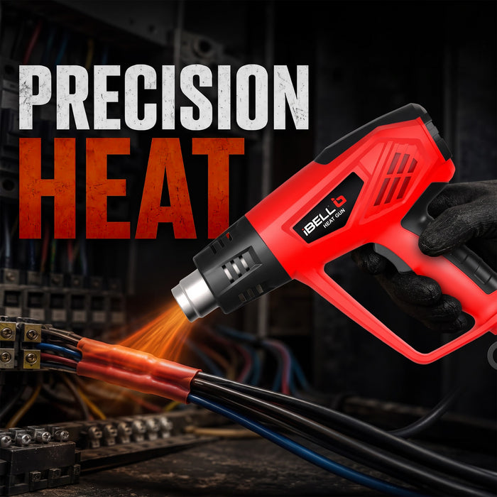 IBELL HG20-98 Heat Gun with 4 Nozzles, 2000W, 12 Temperatures 50 °C to 600 °C, Dual Air Flow 250 | 550 L/min- 6 months Warranty