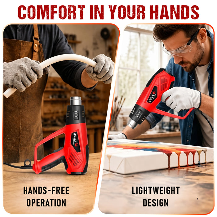 IBELL HG20-98 Heat Gun with 4 Nozzles, 2000W, 12 Temperatures 50 °C to 600 °C, Dual Air Flow 250 | 550 L/min- 6 months Warranty