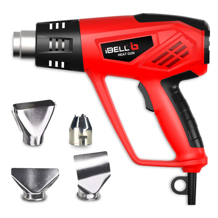 IBELL HG20-98 Heat Gun with 4 Nozzles, 2000W, 12 Temperatures 50 °C to 600 °C, Dual Air Flow 250 | 550 L/min- 6 months Warranty