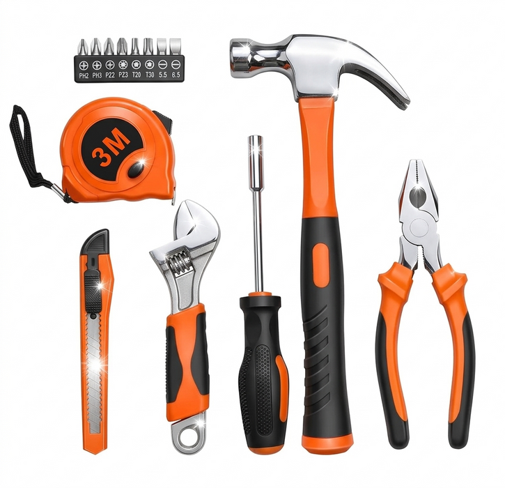 IBELL HT17-30 Hand Tool Kit for Household DIY & Emergency Maintenance (14 Pieces)