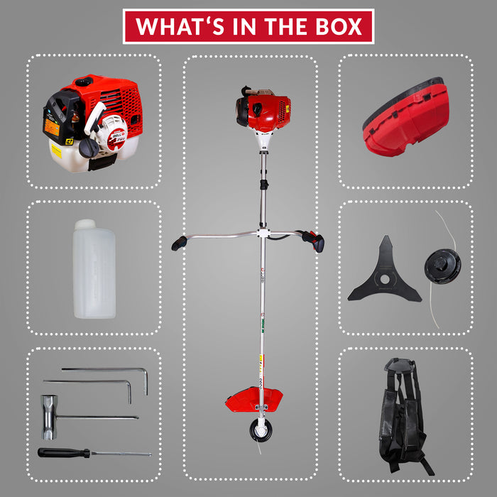 iBELL Gasoline Brush Cutter IBL 2642BC, 2-Stroke Air Cooled Petrol Engine 42.7CC with One Year Warranty