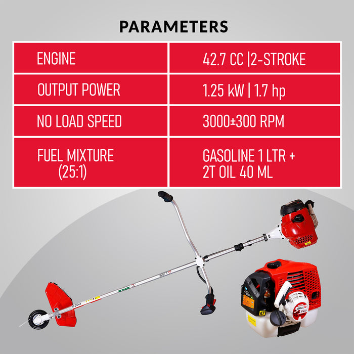 iBELL Gasoline Brush Cutter IBL 2642BC, 2-Stroke Air Cooled Petrol Engine 42.7CC with One Year Warranty