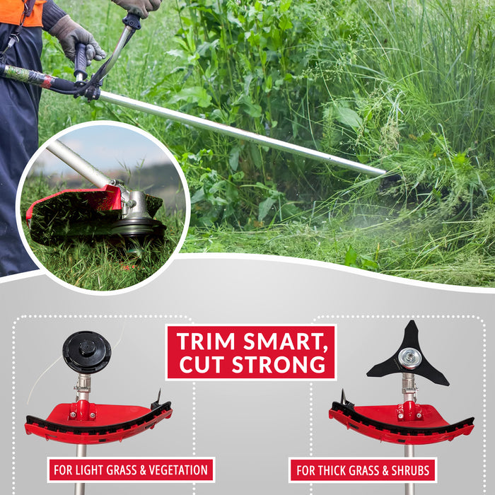 iBELL Gasoline Brush Cutter IBL 2642BC, 2-Stroke Air Cooled Petrol Engine 42.7CC with One Year Warranty