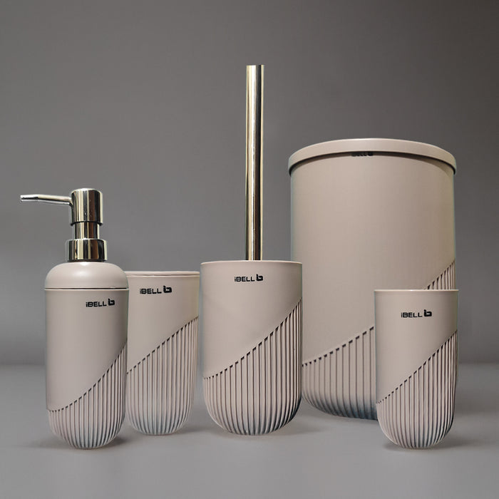 Set Includes: Soap Dispenser, Toothbrush Holder, Mouthwash Cup