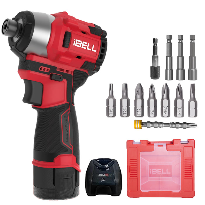 IBELL IBL BD12-19 12V Brushless Cordless Impact Screwdriver | 185Nm Torque | 2-Speed | Forward & Reverse | 1/4" Hex (6.35mm) | Self-Tapping Mode | 1500mAh Battery | 12 Months Warranty