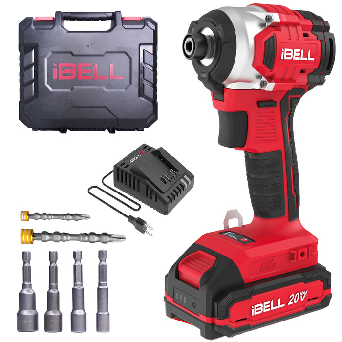 iBELL IBL BD20-22 20V Brushless Cordless Impact Screwdriver Impact Driver | 220Nm High Torque | 3-Speed Control | 2 Mode Impact Driver | 1/4" Hex Chuck | Professional Power Tool | 12 Months Warranty