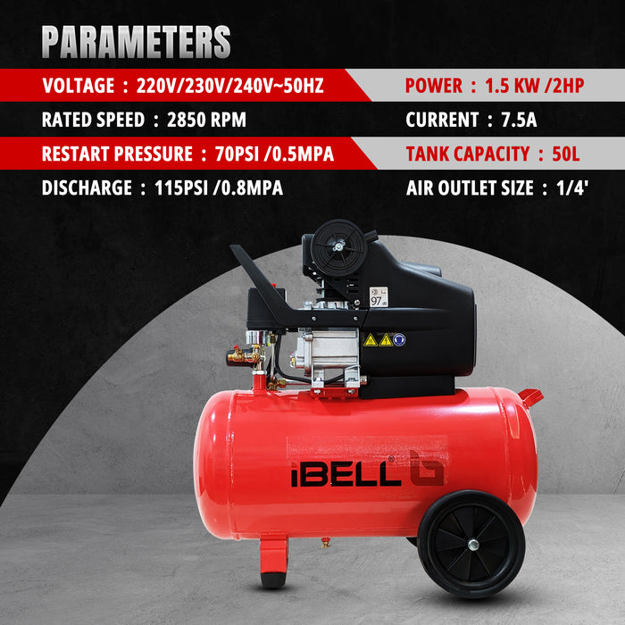 IBELL DDC50L  2.0HP Air compressor with 50L tank capacity and discharge of 115PSI