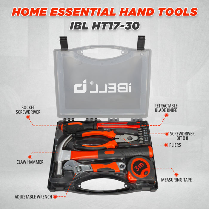 IBELL HT17-30 Hand Tool Kit for Household DIY & Emergency Maintenance (14 Pieces)