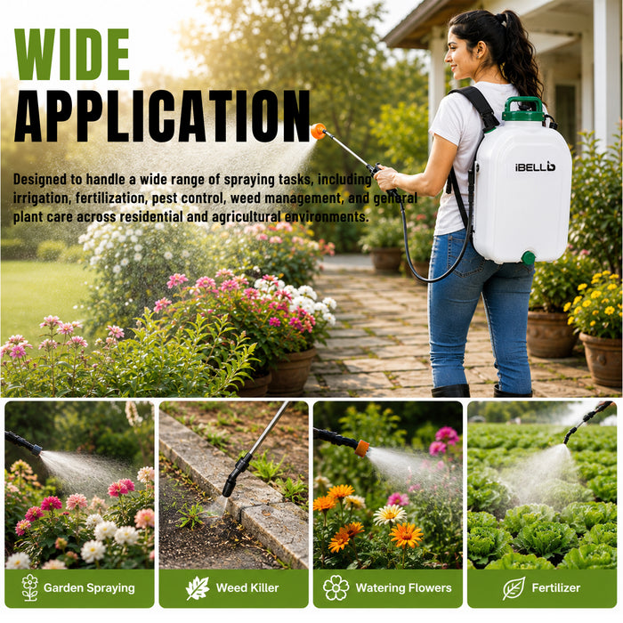 IBELL IBL PS12-20 Battery Powered Knapsack Sprayer 12V | 16L Tank Capacity | 2.0–4.0 Bar Pressure | Portable Agricultural Garden Sprayer for Farming, Pest Control & Plant Care