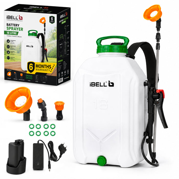 IBELL IBL PS12-20 Battery Powered Knapsack Sprayer 12V | 16L Tank Capacity | 2.0–4.0 Bar Pressure | Portable Agricultural Garden Sprayer for Farming, Pest Control & Plant Care