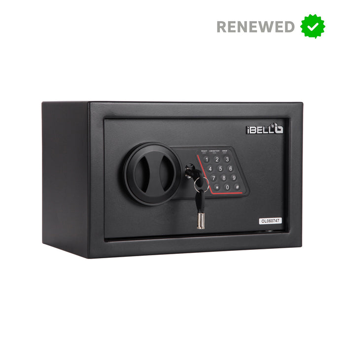 RENEWED - iBELL SL-20B Digital Electronic Safe Locker for Personal and Office Use | 20L Black Locker with White LED Light and Emergency Key Access