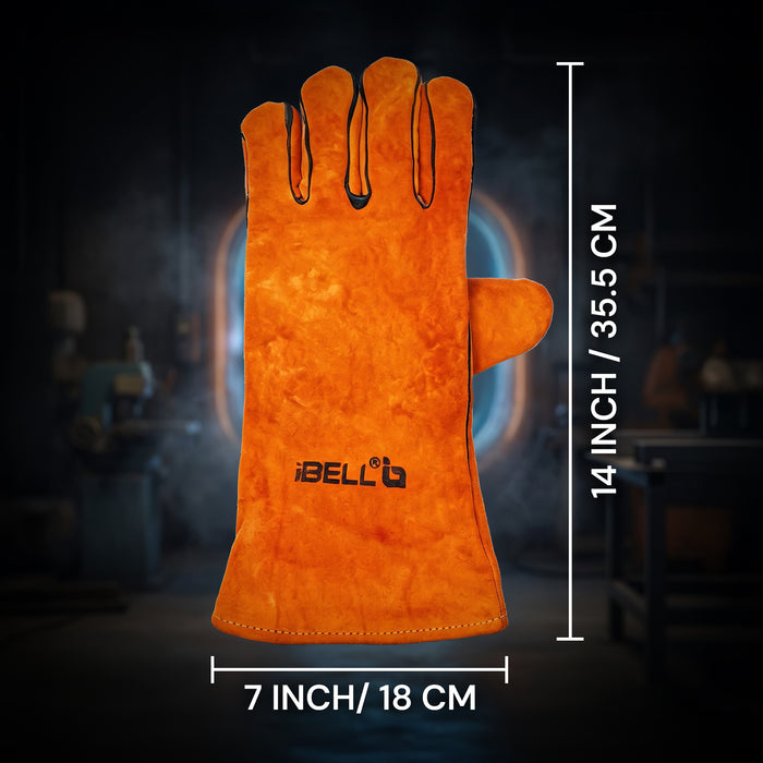 IBELL IBL WG60-14 Welding Gloves 14 Inch | Heat Resistant Leather Safety Gloves for ARC, MIG & TIG Welding | Heavy Duty Industrial Protective Gloves for Cutting, Grinding & Fabrication