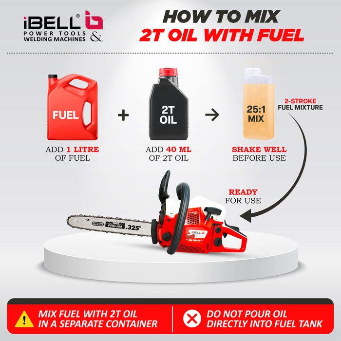 iBELL Gasoline Chain Saw 1856CS , 56CC Professional Quality, Magnesium Alloy Crank Case, Walbro Carburetor, Oregon Guide bar 18" and Oregon Chain