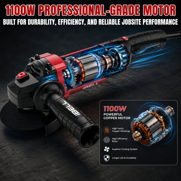 iBELL Angle Grinder IBL AG10-06, 1100W, 100MM Heavy Duty,11000 RPM with 6 Months Warranty