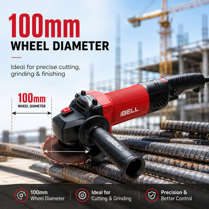 iBELL Angle Grinder IBL AG10-06, 1100W, 100MM Heavy Duty,11000 RPM with 6 Months Warranty