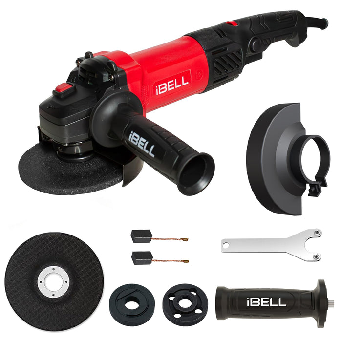 iBELL Angle Grinder IBL AG25-06 | 1100W High-Performance Heavy-Duty Tool | 125mm (5-inch) Disc Diameter | 11,000 RPM Variable Speed for Precision Cutting & Grinding | Class II Safety | 6 Months Warranty