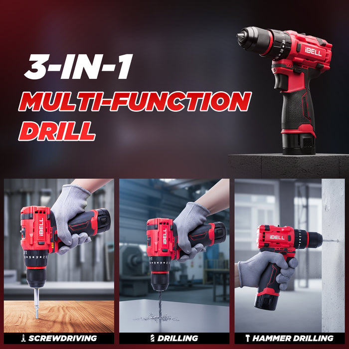 IBELL BD12-40 12V Brushless Cordless Impact Drill | 1500mAh Battery | 2-Speed | 20+3 Torque Settings | 0–27000 IPM | Wood 20mm, Steel 10mm | Compact & Powerful Drill Machine | 12 Months Warranty