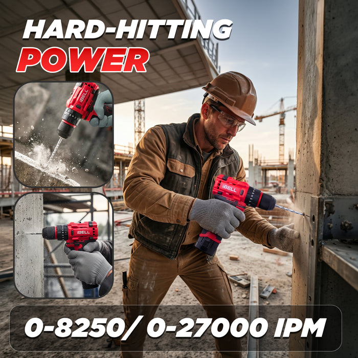 IBELL BD12-40 12V Brushless Cordless Impact Drill | 1500mAh Battery | 2-Speed | 20+3 Torque Settings | 0–27000 IPM | Wood 20mm, Steel 10mm | Compact & Powerful Drill Machine | 12 Months Warranty