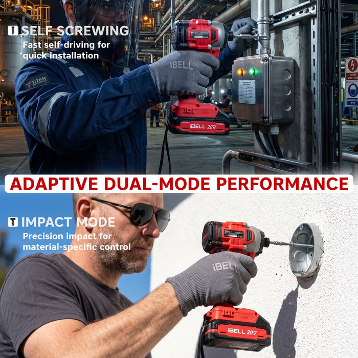 iBELL IBL BD20-22 20V Brushless Cordless Impact Screwdriver Impact Driver | 220Nm High Torque | 3-Speed Control | 2 Mode Impact Driver | 1/4" Hex Chuck | Professional Power Tool | 12 Months Warranty