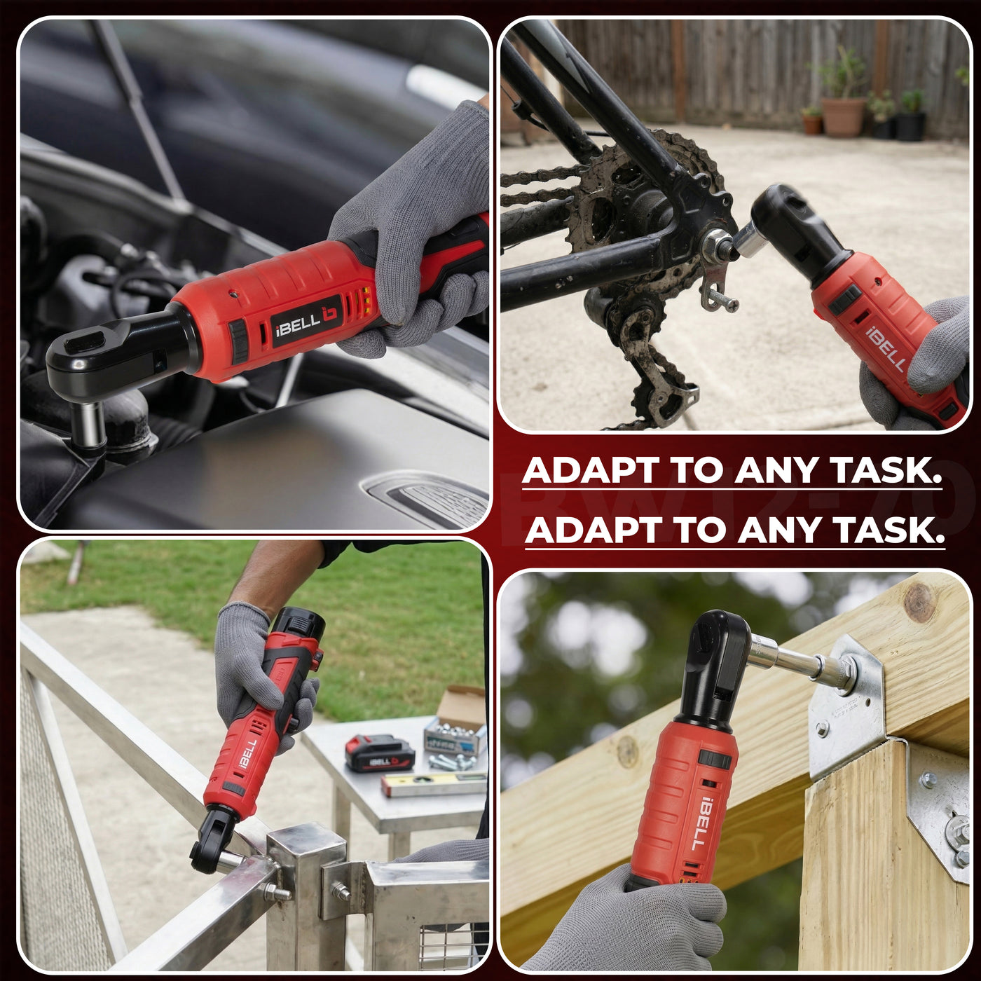 IBELL BW12-70 Cordless Ratchet Wrench Kit, 12V Brushless, 3/8