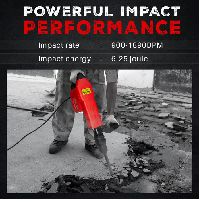 iBELL Demolition Hammer, IBL DH45-66,1500W,900-1890 RPM,220V,50 HZ,11 KG with 6 Months Warranty.