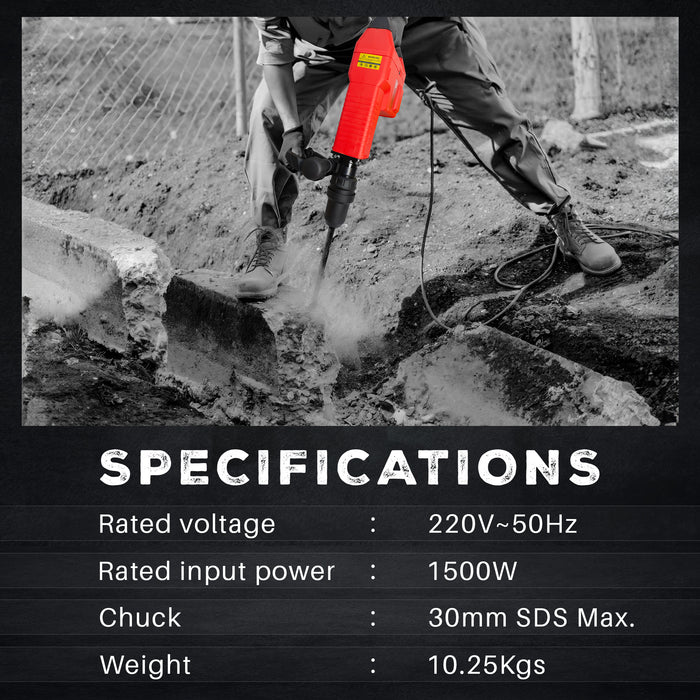 iBELL Demolition Hammer, IBL DH45-66,1500W,900-1890 RPM,220V,50 HZ,11 KG with 6 Months Warranty.
