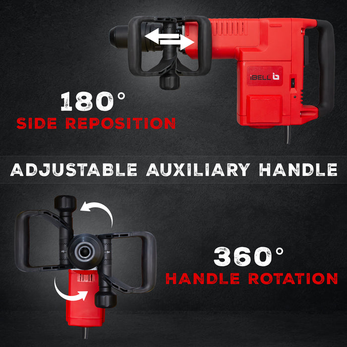 iBELL Demolition Hammer, IBL DH45-66,1500W,900-1890 RPM,220V,50 HZ,11 KG with 6 Months Warranty.