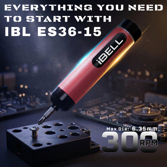 IBELL IBL ES36-15 4V Cordless Screwdriver Set with 27 Accessories | 10Nm Max Torque | 3 Torque Settings | 300 RPM Speed | 6.35mm Chuck | Built-in LED Light for Home & DIY Use