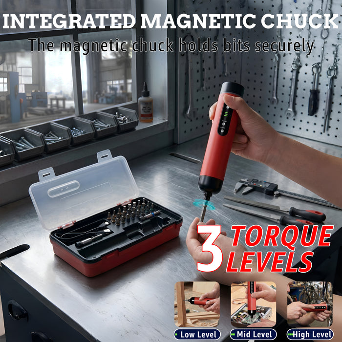 IBELL IBL ES36-15 4V Cordless Screwdriver Set with 27 Accessories | 10Nm Max Torque | 3 Torque Settings | 300 RPM Speed | 6.35mm Chuck | Built-in LED Light for Home & DIY Use