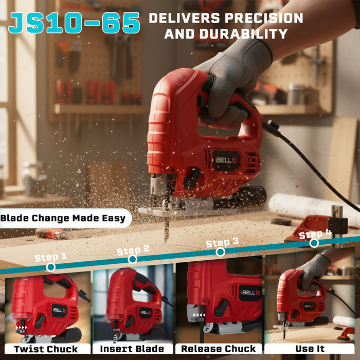 IBELL Professional JIG Saw ,JS 10-65  650W, Copper Armature, 3000RPM 65mm with Variable Speed Control