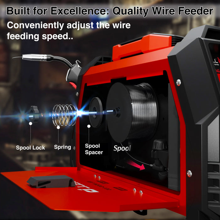 iBELL M200-105 MAG/MMA Welder Flux Cored Wire Gasless AC 220V, 5.0 KvA IGBT Inverter Welder 2 in 1 Flux Core/Solid Wire MAG Welding Machine - 1 Year Warranty