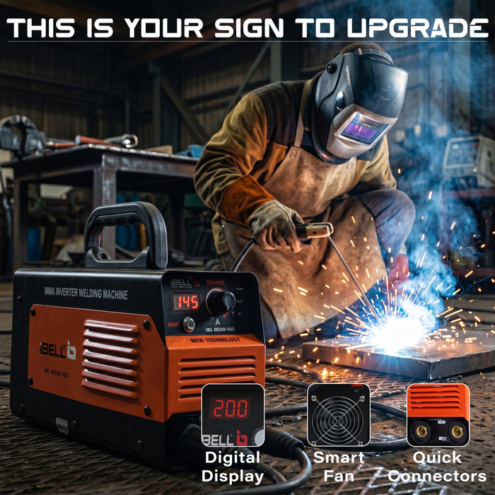 iBELL Inverter ARC Welding Machine (IGBT)M250-103,  250A with Hot Start,Anti-Stick,Arc Force,Power Boost Functions- 1 Year Warranty