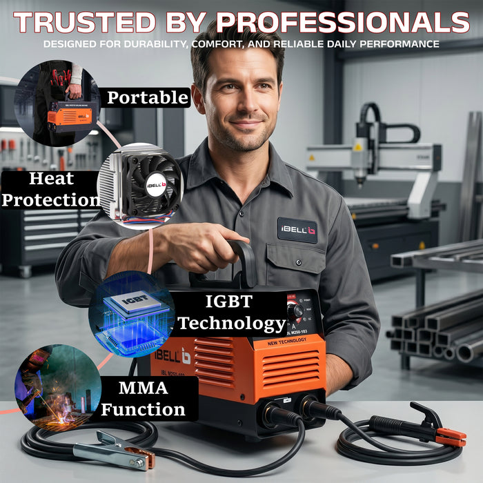 iBELL Inverter ARC Welding Machine (IGBT)M250-103,  250A with Hot Start,Anti-Stick,Arc Force,Power Boost Functions- 1 Year Warranty