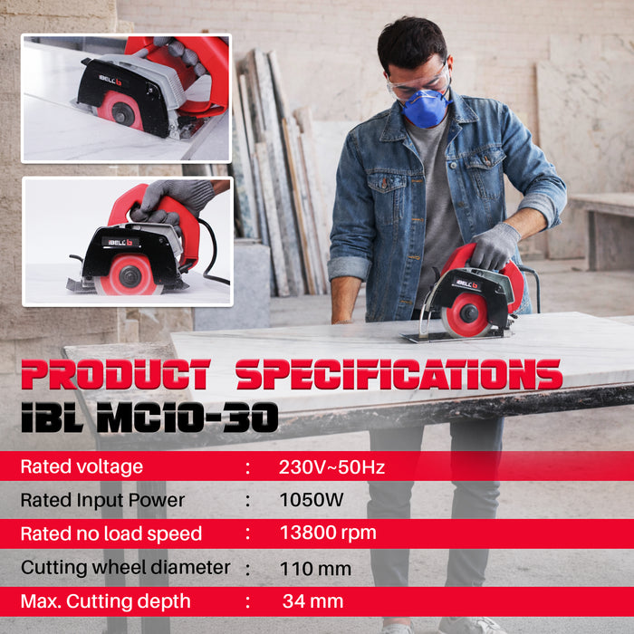 iBELL MC10-30 Marble Cutter 1050W, 13800rpm, 110mm- 6 Months Warranty